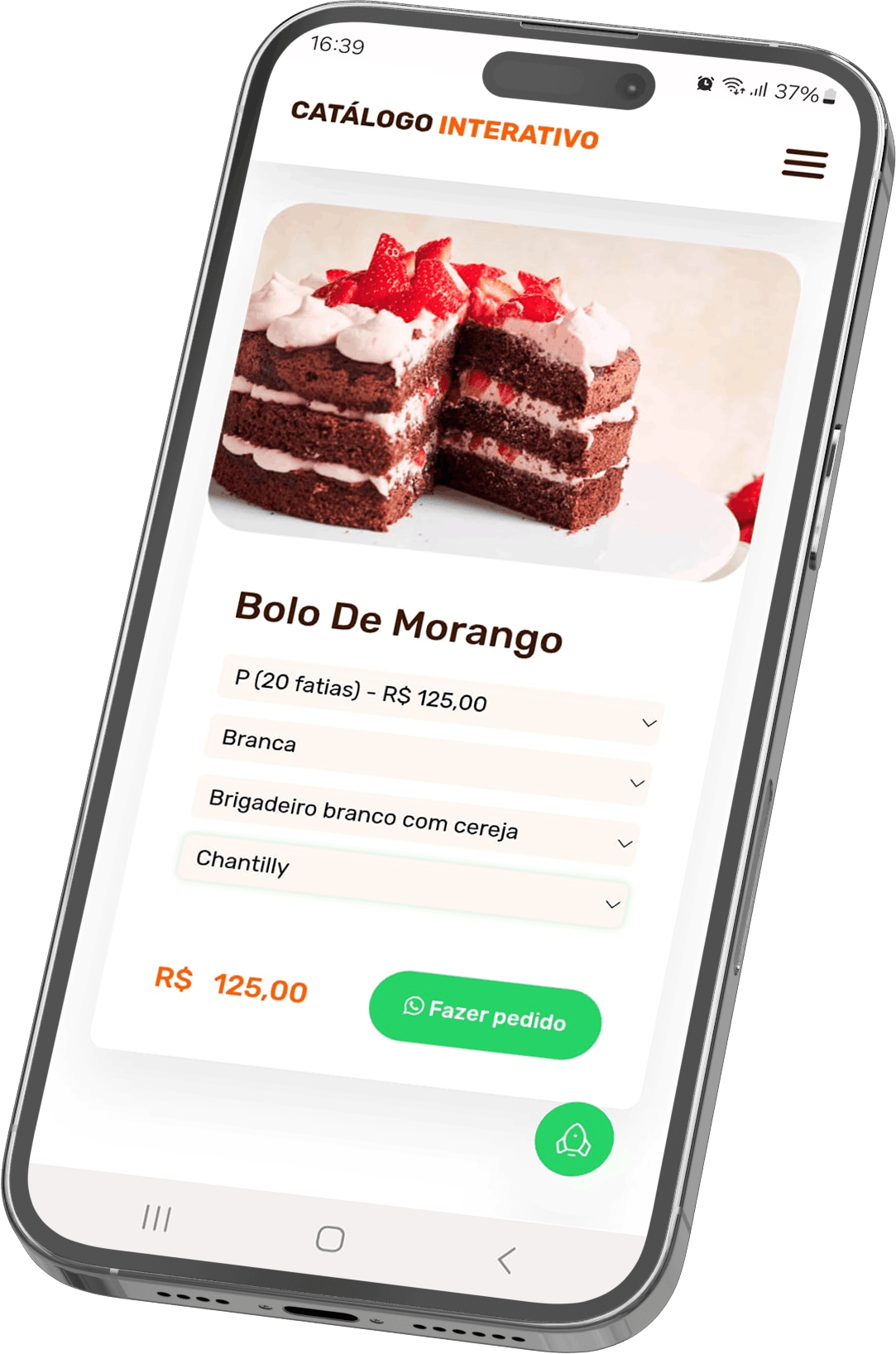 Tela de um pedido sendo feito através do sistema Mercatvs de pedidos pelo WhatsApp
